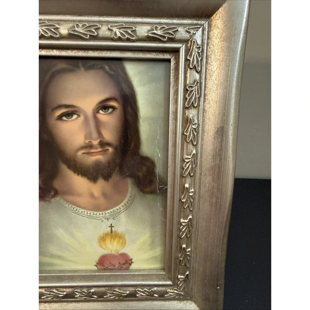 Beautiful Framed Jesus Christ Picture Silver Frame